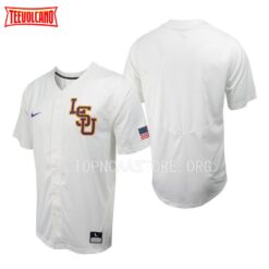 LSU Tigers College Baseball White Full-Button Jersey