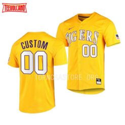 LSU Tigers Custom Elite Gold Full-Button College Baseball Jersey