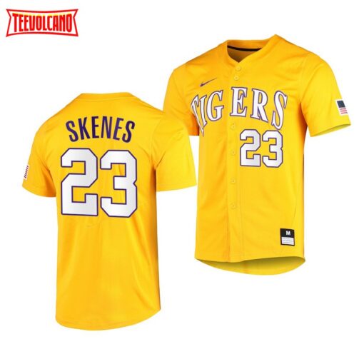 LSU Tigers Paul Skenes Gold College Baseball Jersey