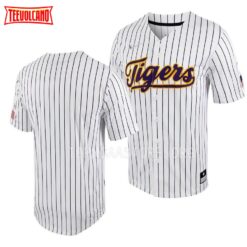 LSU Tigers Pinstripe Replica White Purple College Baseball Jersey