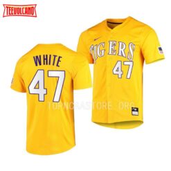 LSU Tigers Tommy White Elite Gold Full-Button College Baseball Jersey