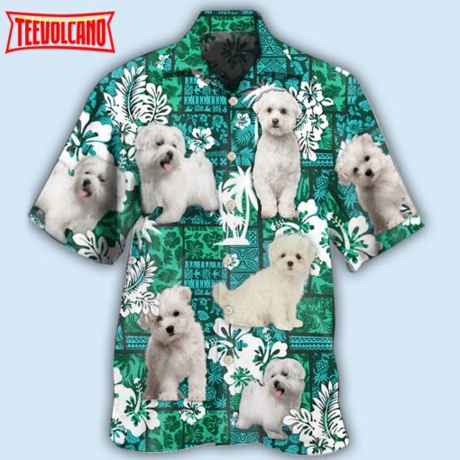 Maltese Dog Green Hawaiian Shirt