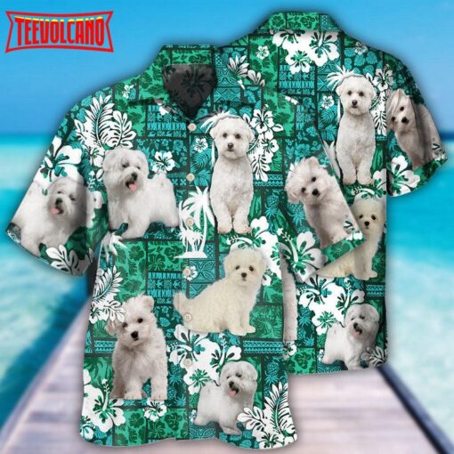 Maltese Dog Green Hawaiian Shirt