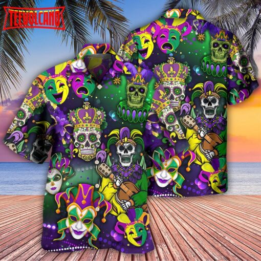 Mardi Gras Skull Hawaiian Shirt