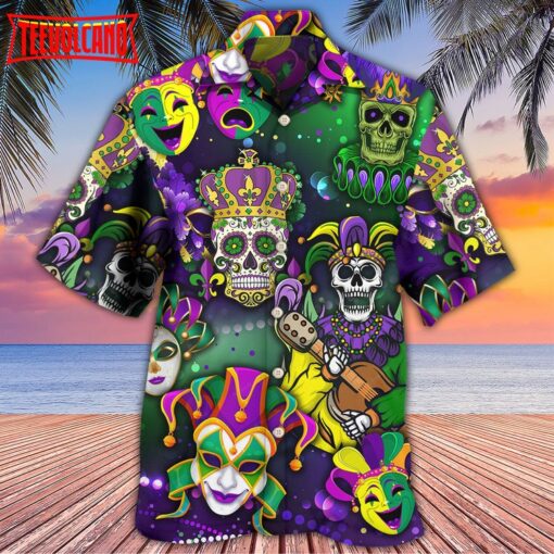 Mardi Gras Skull Hawaiian Shirt