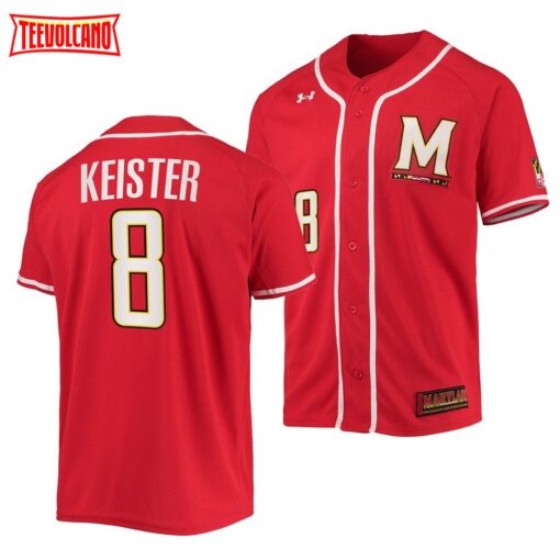 Maryland Terrapins Kevin Keister College Baseball Jersey Red