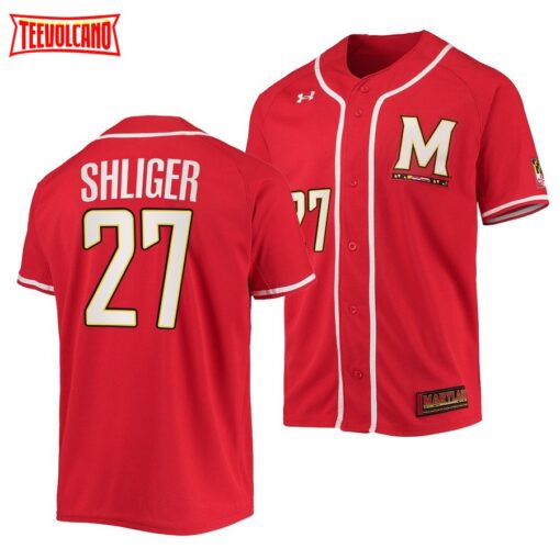 Maryland Terrapins Luke Shliger College Baseball Jersey Red