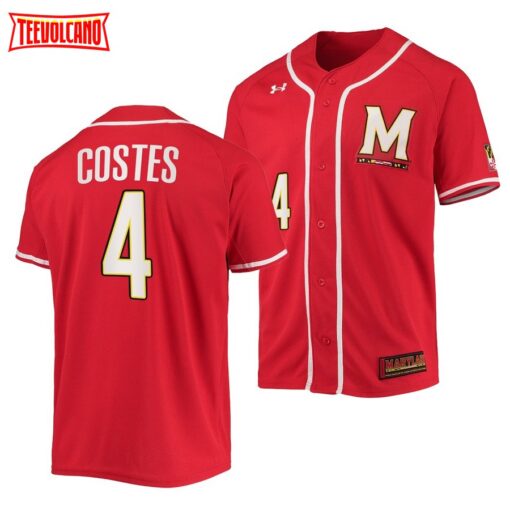 Maryland Terrapins Maxwell Costes College Baseball Jersey Red