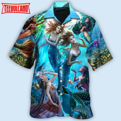 Mermaid Dolphin Blue Ocean Hawaiian Shirt