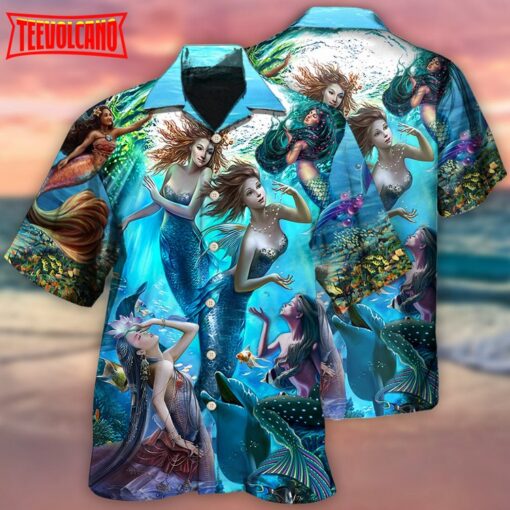 Mermaid Dolphin Blue Ocean Hawaiian Shirt