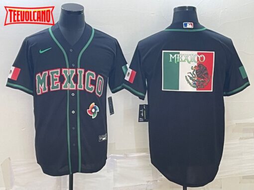 Mexico Black 2023 World Baseball Classic Jersey with Flag