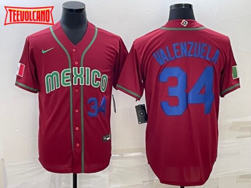 Mexico Fernando Valenzuela Red Royal World Baseball Jersey