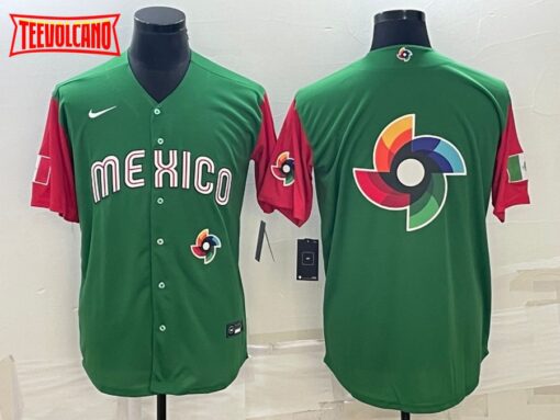 Mexico Green Red 2023 World Baseball Classic Jersey with Big Logo