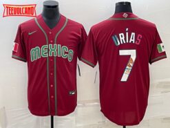 Mexico Julio Urias Red 2023 World Baseball Classic Jersey with Flag