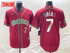 Mexico Julio Urias Red Gold Flag Edition 2023 Baseball Jersey