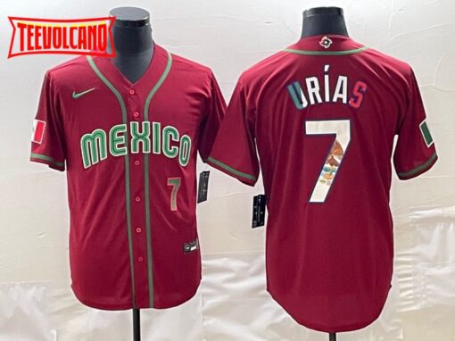 Mexico Julio Urias Red Green Flag Edition 2023 World Baseball Classic Jersey