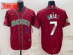 Mexico Julio Urias Red Royal 2023 World Baseball Classic Jersey with Flag