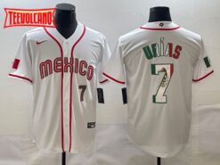 Mexico Julio Urias White Green Flag Edition 2023 World Baseball Jersey