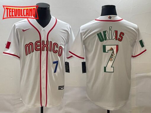 Mexico Julio Urias White Navy Flag Edition 2023 World Baseball Jersey