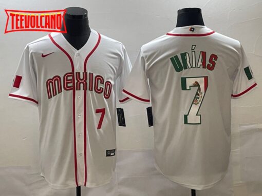 Mexico Julio Urias White Red Flag Edition 2023 World Baseball Classic Jersey