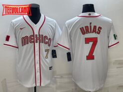 Mexico Julio Urias White Red Gold 2023 World Baseball Classic Jersey