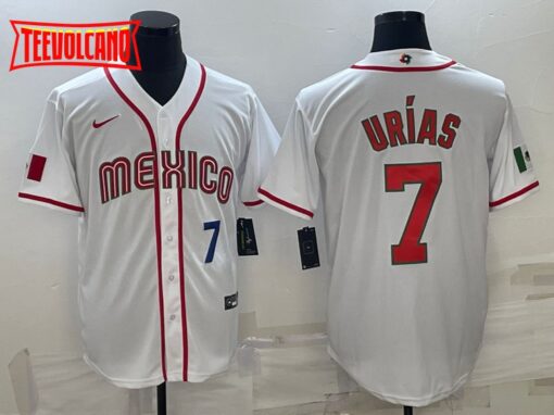 Mexico Julio Urias White Red Navy 2023 World Baseball Classic Jersey