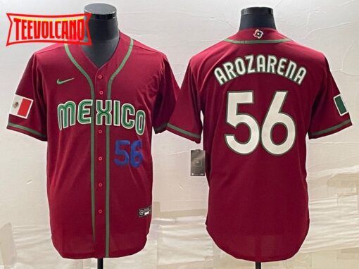 Mexico Randy Arozarena Red Navy 2023 World Baseball Classic Jersey