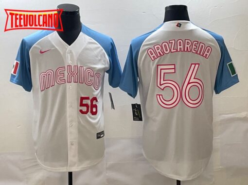 Mexico Randy Arozarena White Blue Red Pink 2023 World Baseball Jersey