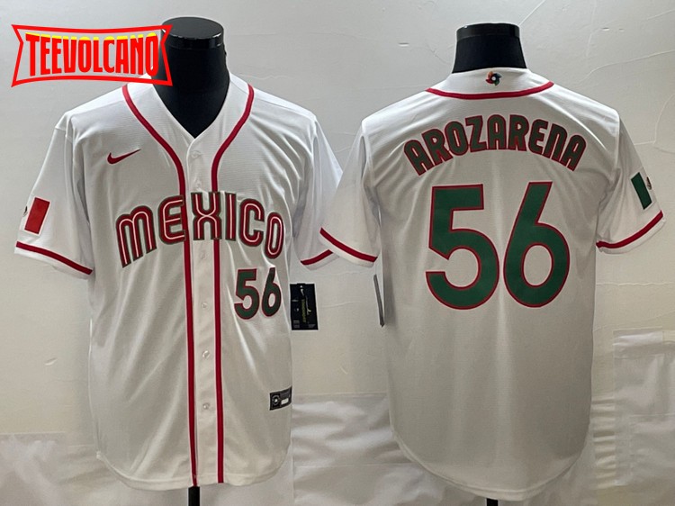 Number 56 Randy Arozarena Mexico 2023 World Baseball Jersey Printed Made