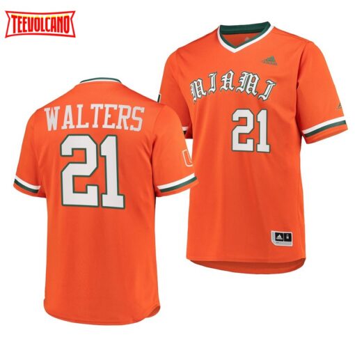 Miami Hurricanes Andrew Walters College Baseball Jersey Orange