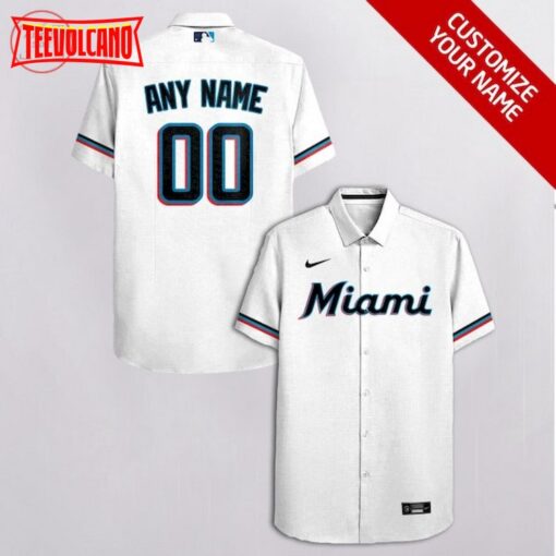 Miami Marlins Customized White Hawaiian Shirt