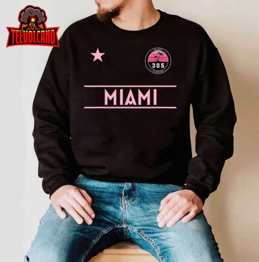 MIAMI Palm Tree Mini Pink Badge – 305 Area Code Edition T-Shirt