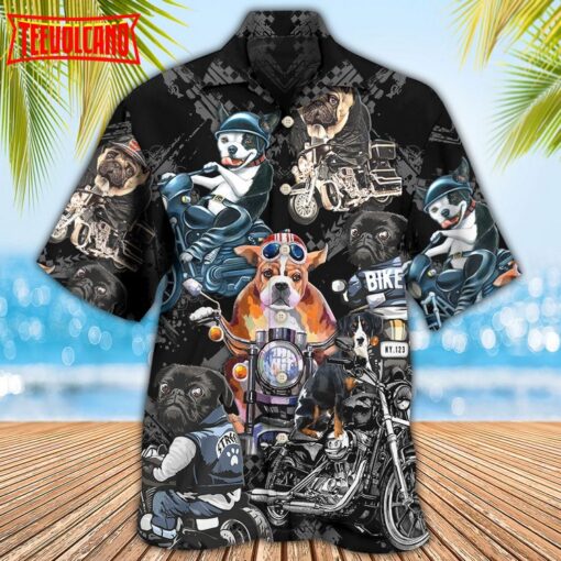 Motorcycles And Dogs Hawaiian Shirt