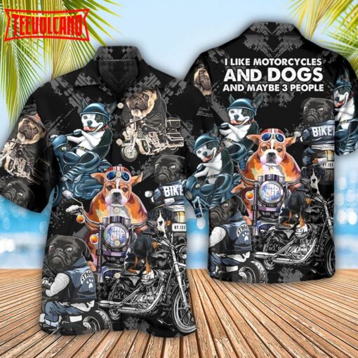 Motorcycles And Dogs Hawaiian Shirt