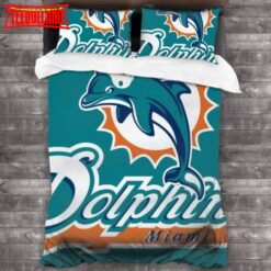 NFL Miami Dolphins Logo Bedding Set 3PCS Duvet Cover