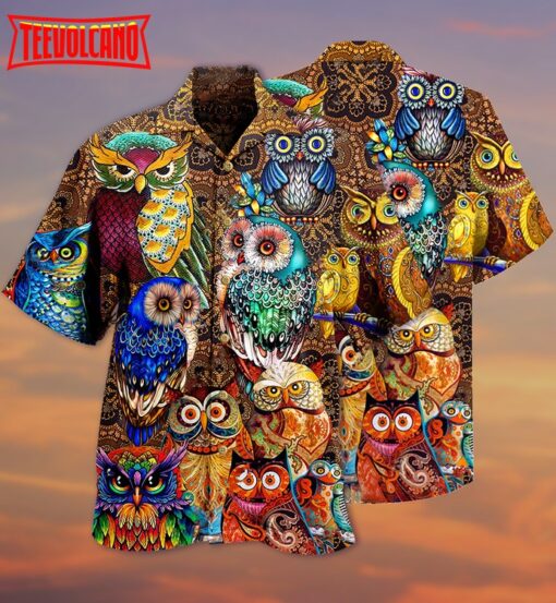 Owl Full Color Love Cool Hawaiian Shirt