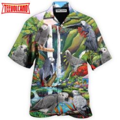 Parrot African Grey Style Hawaiian Shirt