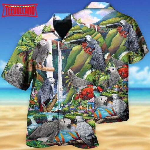 Parrot African Grey Style Hawaiian Shirt