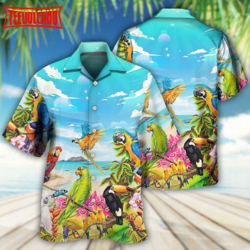 Parrot Beach And Sky Art Hawaiian Shirt