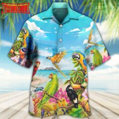 Parrot Beach And Sky Art Hawaiian Shirt