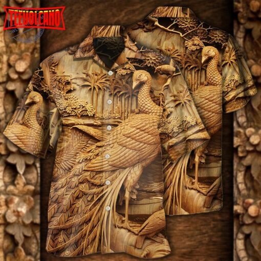 Peacock Woodcarving Hawaiian shirt