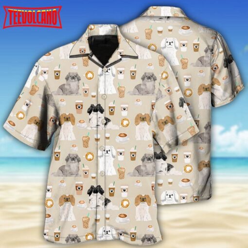 Pekingese Dog Coffee Basic Hawaiian Shirt