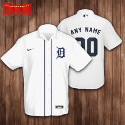 Personalized Detroit Tigers Baseball White Hawaiian Shirt