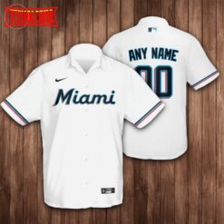 Personalized Miami Marlins Baseball White Hawaiian Shirt