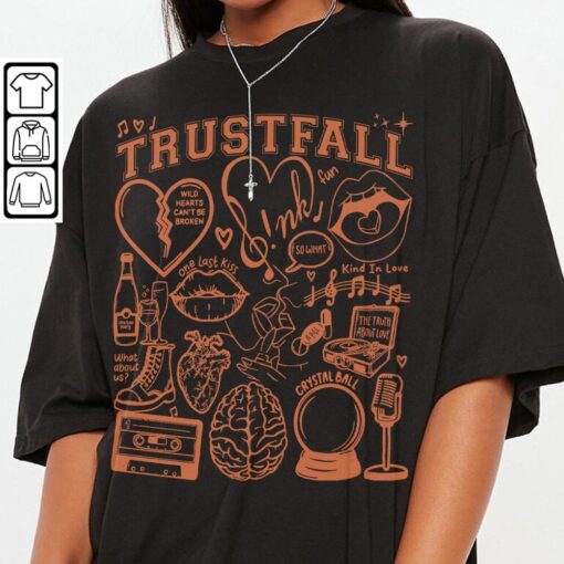 Pink Doodle Art Vintage Trustfall Lyrics Shirt