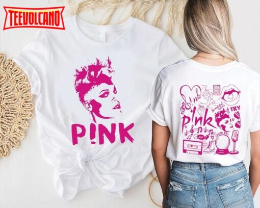 Pink P!nk Vintage Black-White Summer 2023 Tour Double Side Shirt