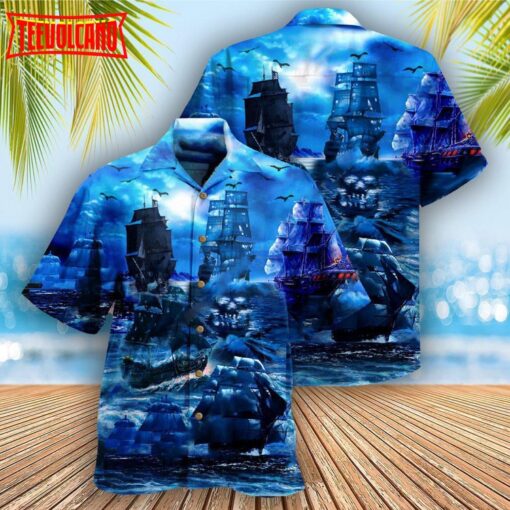 Pirate Ship Under The Romantic Moonlight Hawaiian Shirt