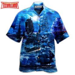 Pirate Ship Under The Romantic Moonlight Hawaiian Shirt