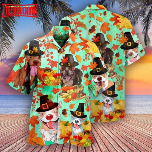 Pitbull Happy Thanksgiving Hawaiian Shirt