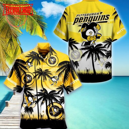 Pittsburgh Penguins NHL Palm Hawaiian Shirt